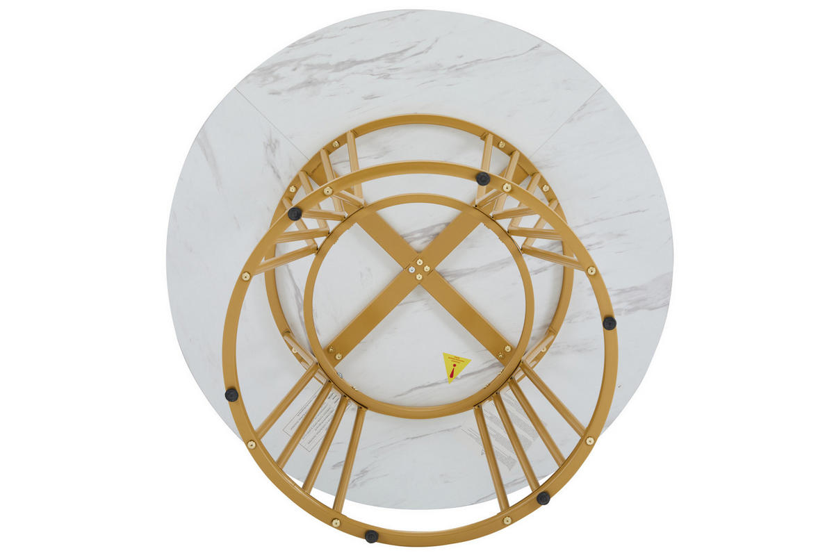ESSTISCH aus MDF mit Marmormuster & Metallgestell, Ø 100/75 cm, Gold - Goldfarben, Holzwerkstoff (100/100/75cm) - Redom