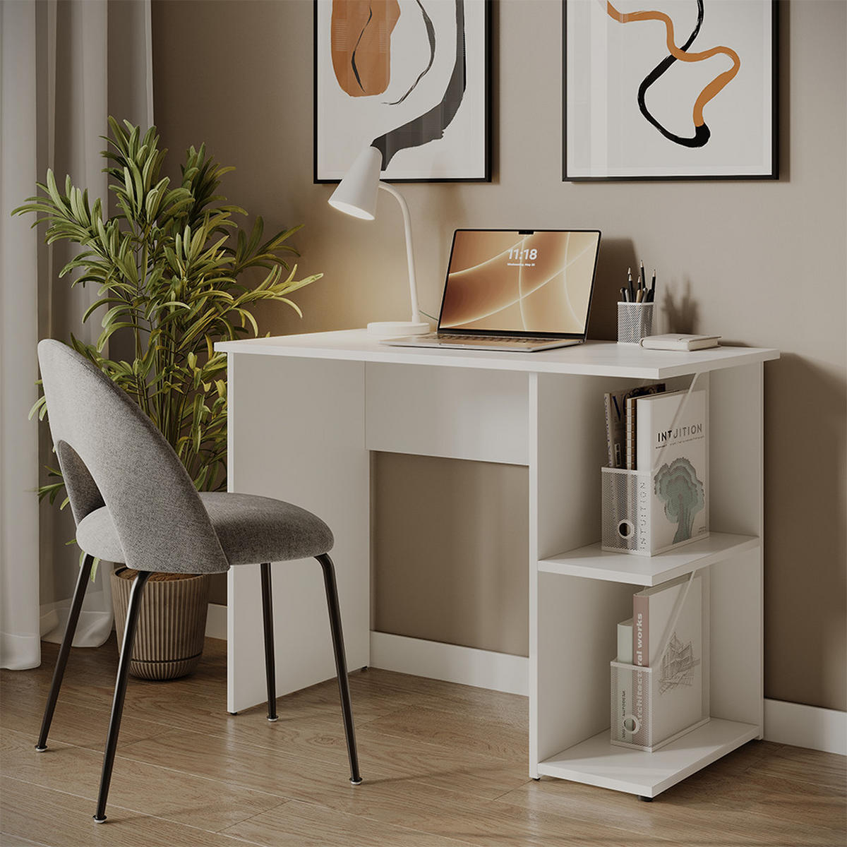 SCHREIBTISCH Simple Weiß 100 x 50 cm - Weiß, Holzwerkstoff (50/100/76cm) - Vicco