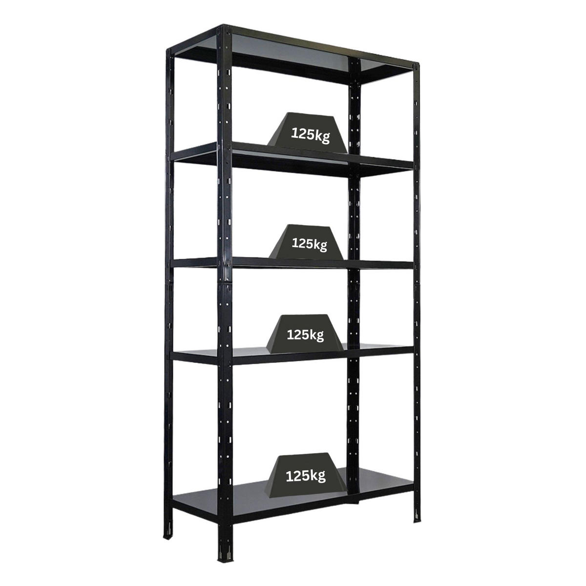 SCHWERLASTREGAL Ares 180x90x40cm 5 Stahlplatten-Ebenen Fachlast 125 kg Schwarz - Schwarz, Metall (90/180/40cm) - PROREGAL