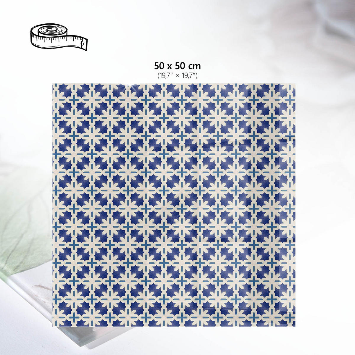 TISCHPLATTE 50x50 cm – Geometrische Eleganz - Beige, Glas (50/50/0.4cm) - Wallfluent