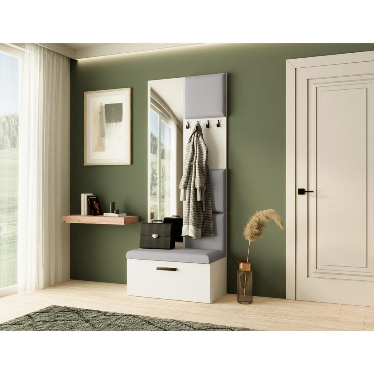 GARDEROBE Margaret III 81/203/43 mit gepolsterten Paneelen - Schwarz/Weiß, Holzwerkstoff/Kunststoff (81/203/43cm) - Beautysofa