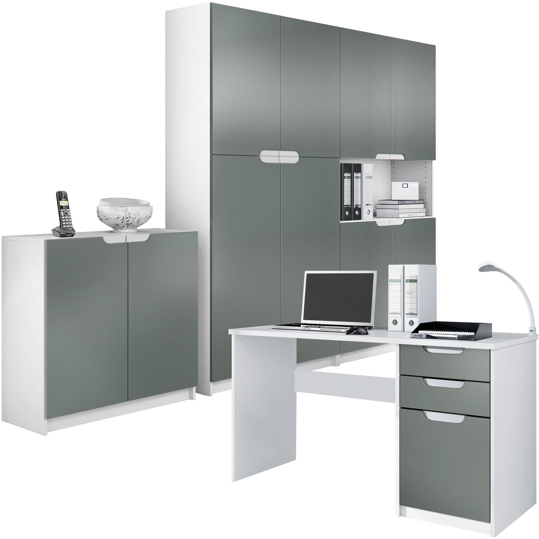 Vladon Büromöbelset Graphit 246x185x60 cm