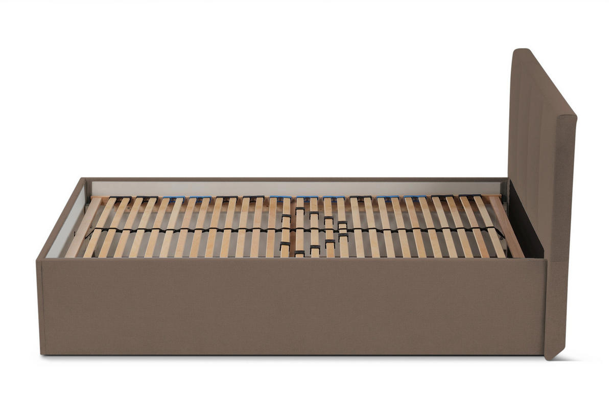 POLSTERBETT Dalas Sahara 140 x 200 x 40 cm Stauraum Mit hochwertiger Matratze H2 (bis 100 kg) und Lattenrost - Sahara, Holz (140/200cm) - Halmon Schlafkomfort Betten 