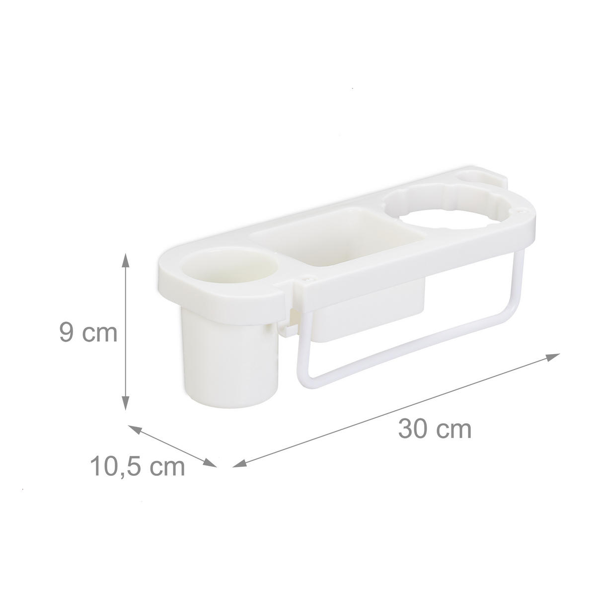 FÖHN-HALTERUNG - Weiß, Kunststoff (30/9/10.5cm) - Relaxdays