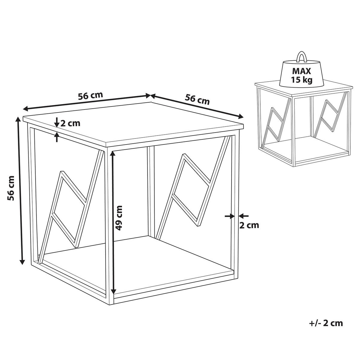 BEISTELLTISCH dunkler Holzfarbton quadratisch 56/56 cm Forres - Dunkelbraun/Schwarz, Holzwerkstoff (56/56/56cm) - Beliani