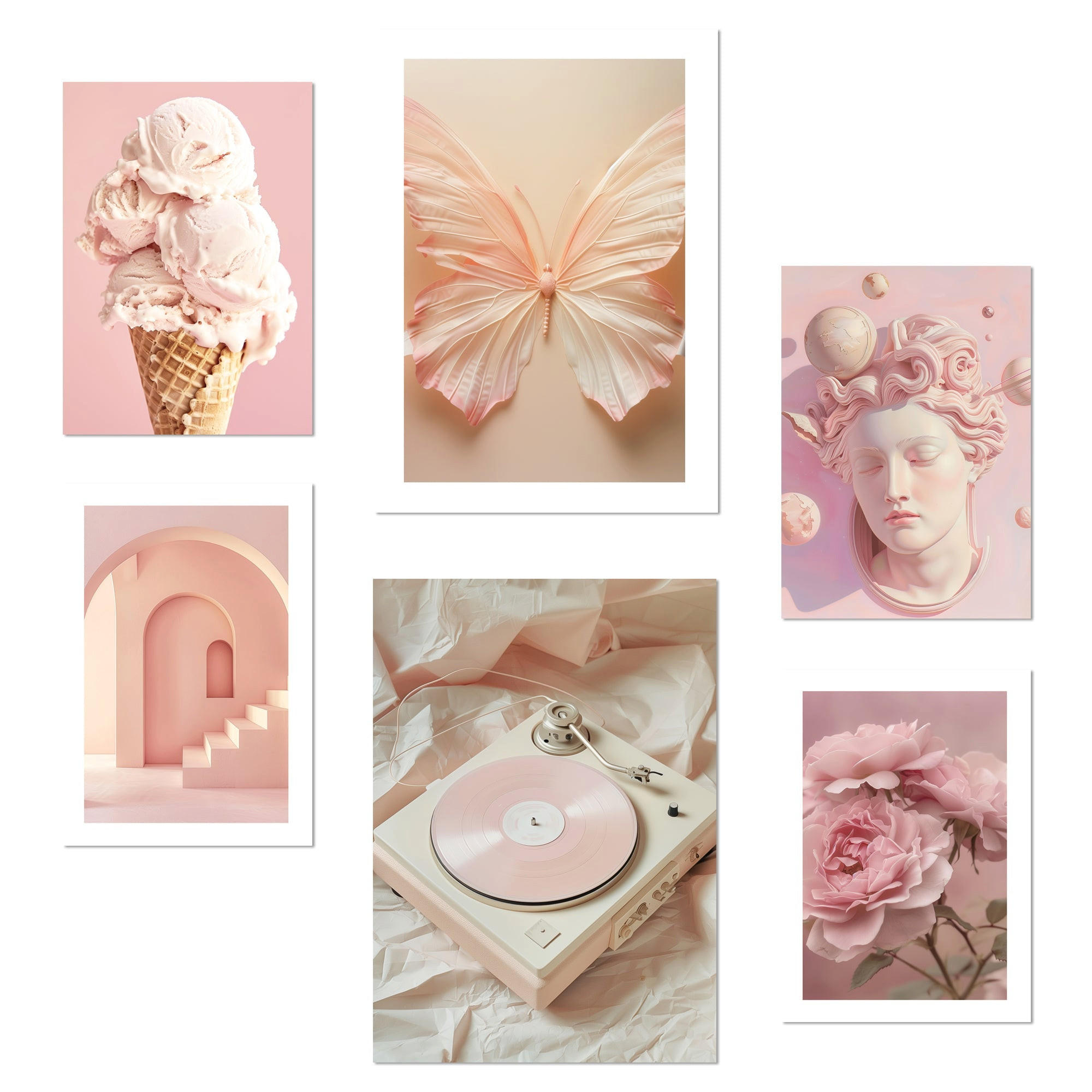 POSTER Set Mit 6 Pinke Kollektion Für Power A3 & A4 Rahmenlos - Klar, Papier (29/3cm) - Nacnic