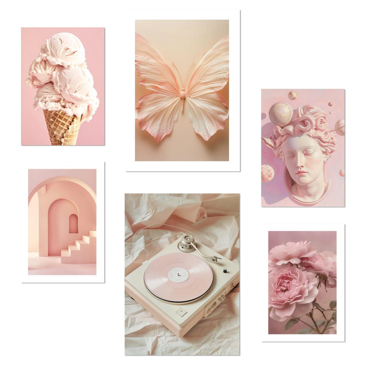 POSTER Set Mit 6 Pinke Kollektion Für Power A3 & A4 Rahmenlos - Klar, Papier (29/3cm) - Nacnic