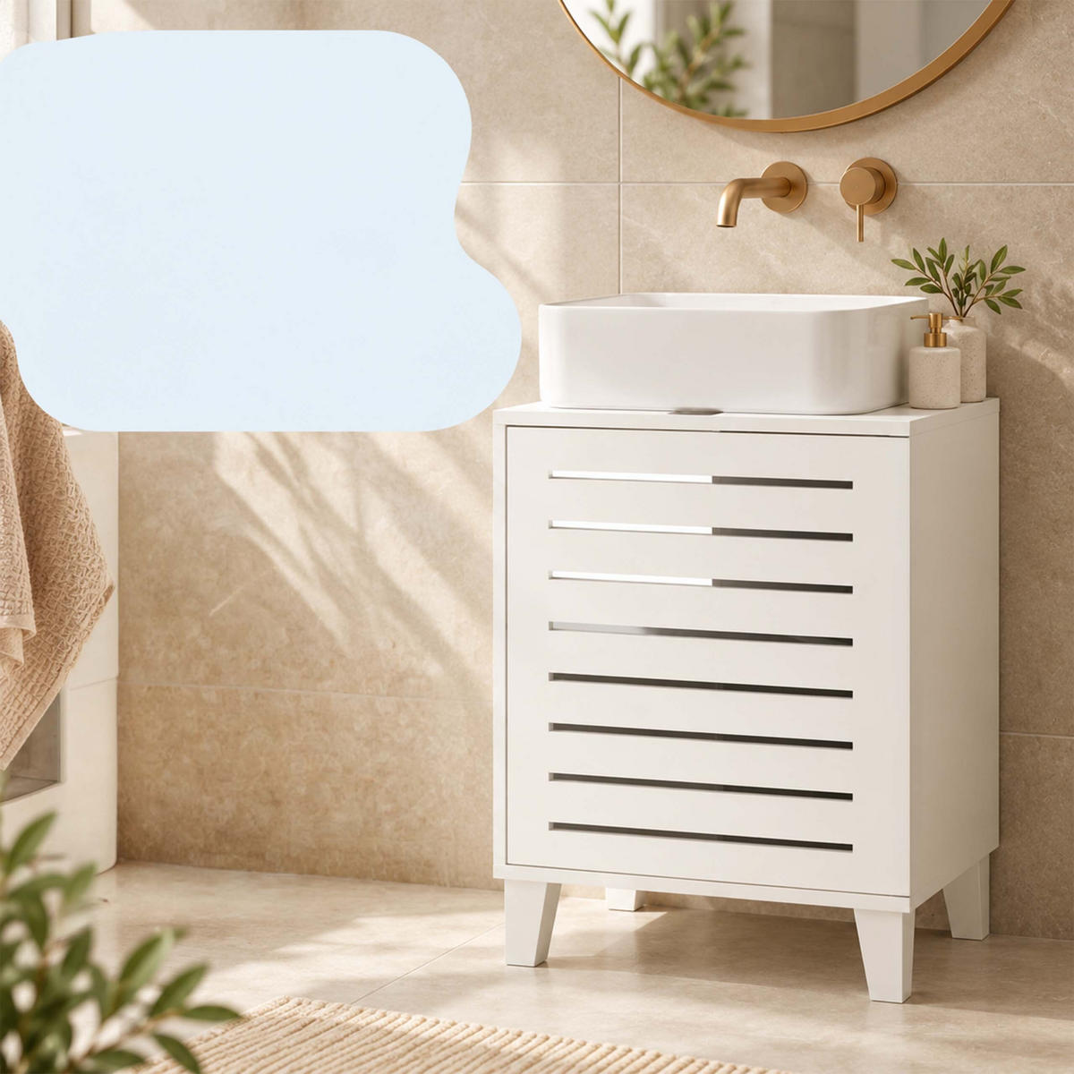 WASCHBECKENUNTERSCHRANK Weiß MDF 2 Fächer 60x40x35 cm - Weiß, Holzwerkstoff (40/60/30cm) - Relaxdays