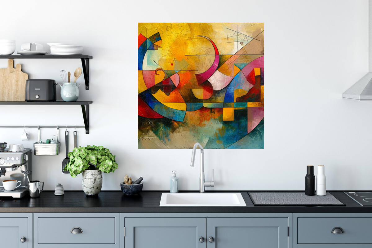 WANDTATTOO Kunst - Abstrakt - Modern 50x50 cm - Gelb, Kunststoff (50/50/0.1cm) - MuchoWow