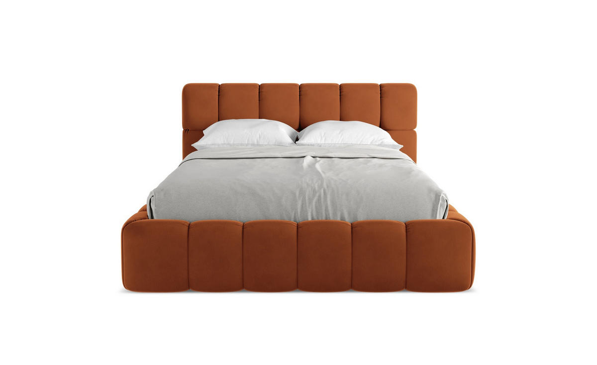 POLSTERBETT mit Bettkasten und Lattenrost 160x228 Orange - Terracotta/Schwarz, Kunststoff/Textil (140/200cm) - Makamii