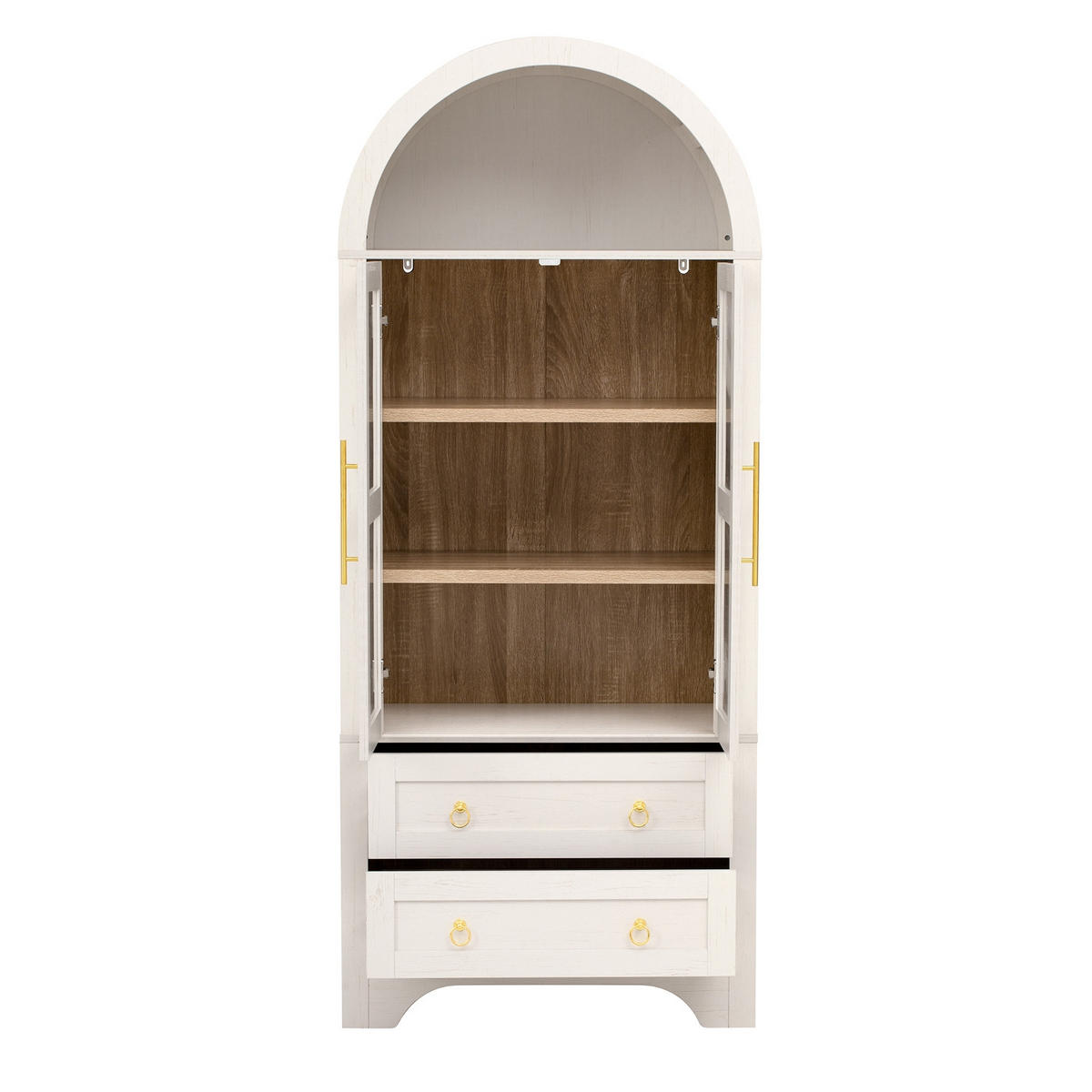 KÜCHENSCHRANK mit Glastüren, 76,2/180/40 cm, MDF und Glas, Weiß, VERSTELLBARE REGALBÖDEN, für Esszimmer und Küche - Weiß, Holzwerkstoff (40/180/76.2cm) - Rolipo