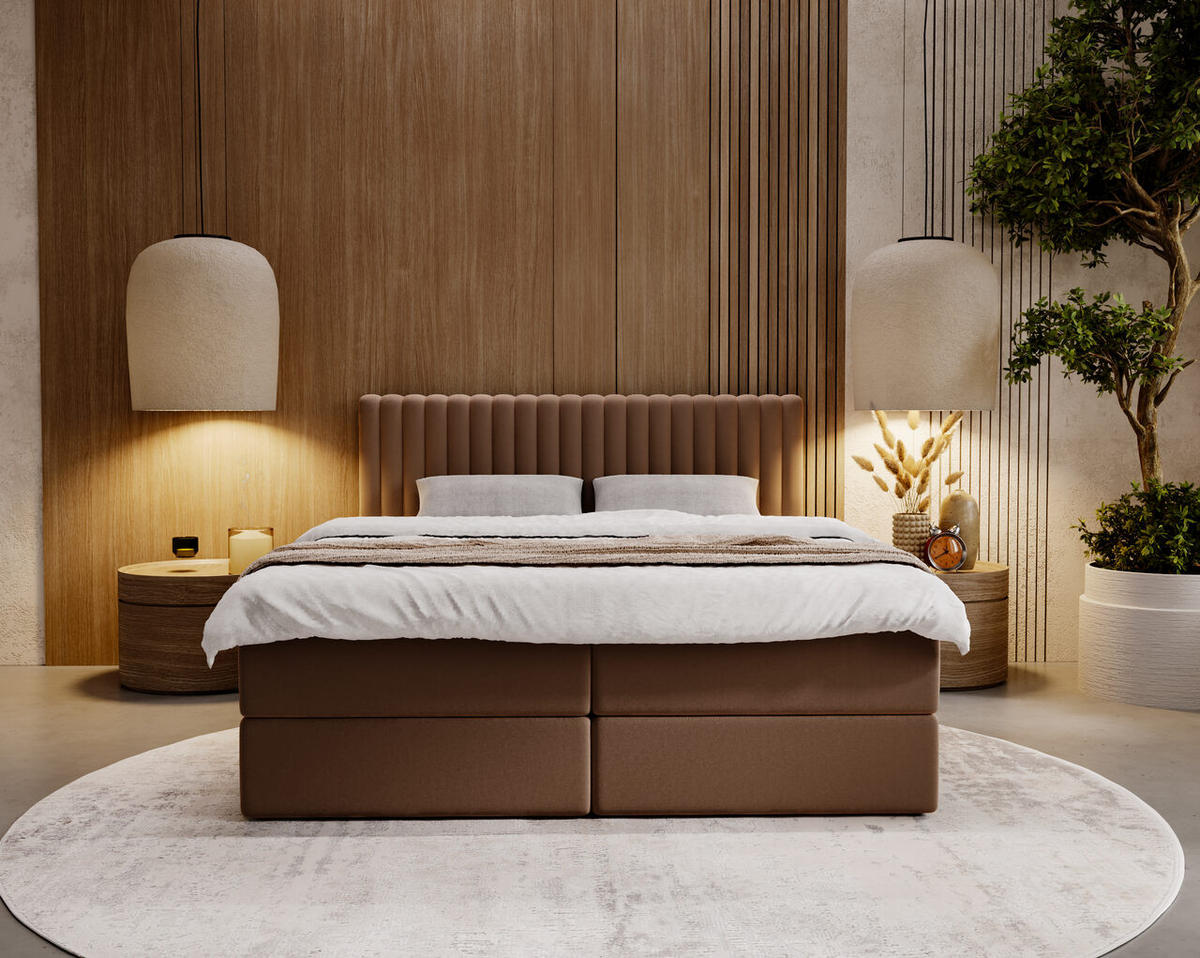 BOXBETT Marbella 180x200 Braun - Braun, Holz/Textil (180/200cm) - Graingold