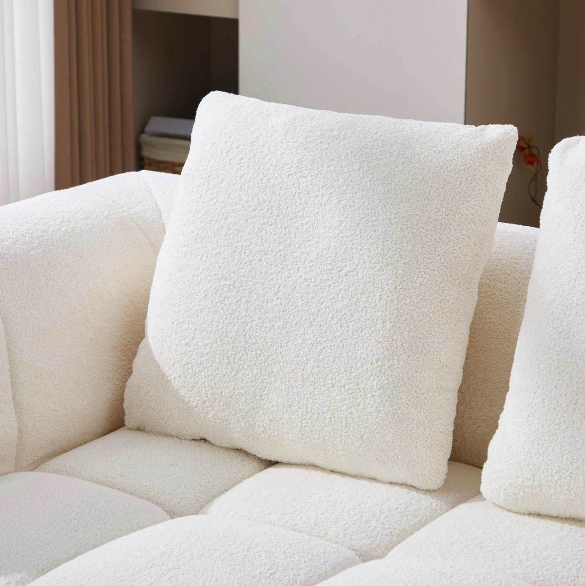 3-SITZER Sofa aus Stoff 260x94,5x80 cm Beige modular, montagefrei mit tiefer Sitzfläche und Armlehnen - Beige, Textil (260/70/95.5cm) - Modfu