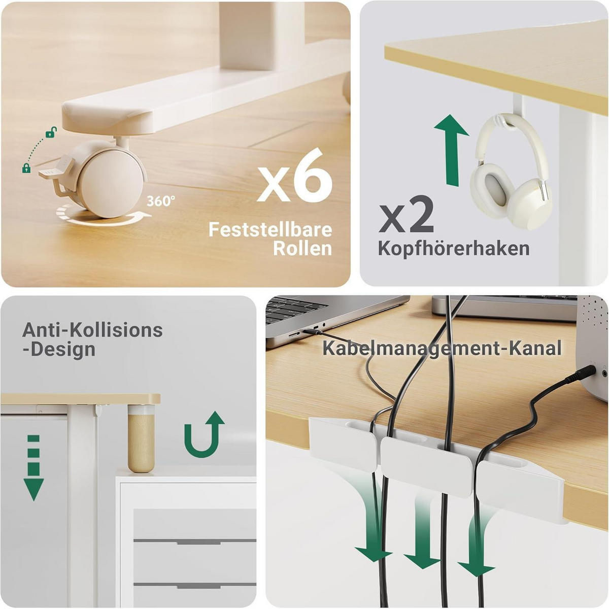 ECKSCHREIBTISCH höhenverstellbar 160x140cm beige mit Dual-Motor - Beige, Holzwerkstoff (160/140/118cm)
