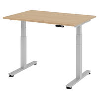 SCHREIBTISCH elektrisch XDSM 80/120/72 cm in Eichefarben/Silberfarben - Eichefarben/Silberfarben, Holzwerkstoff (80/120/72cm) - bümö