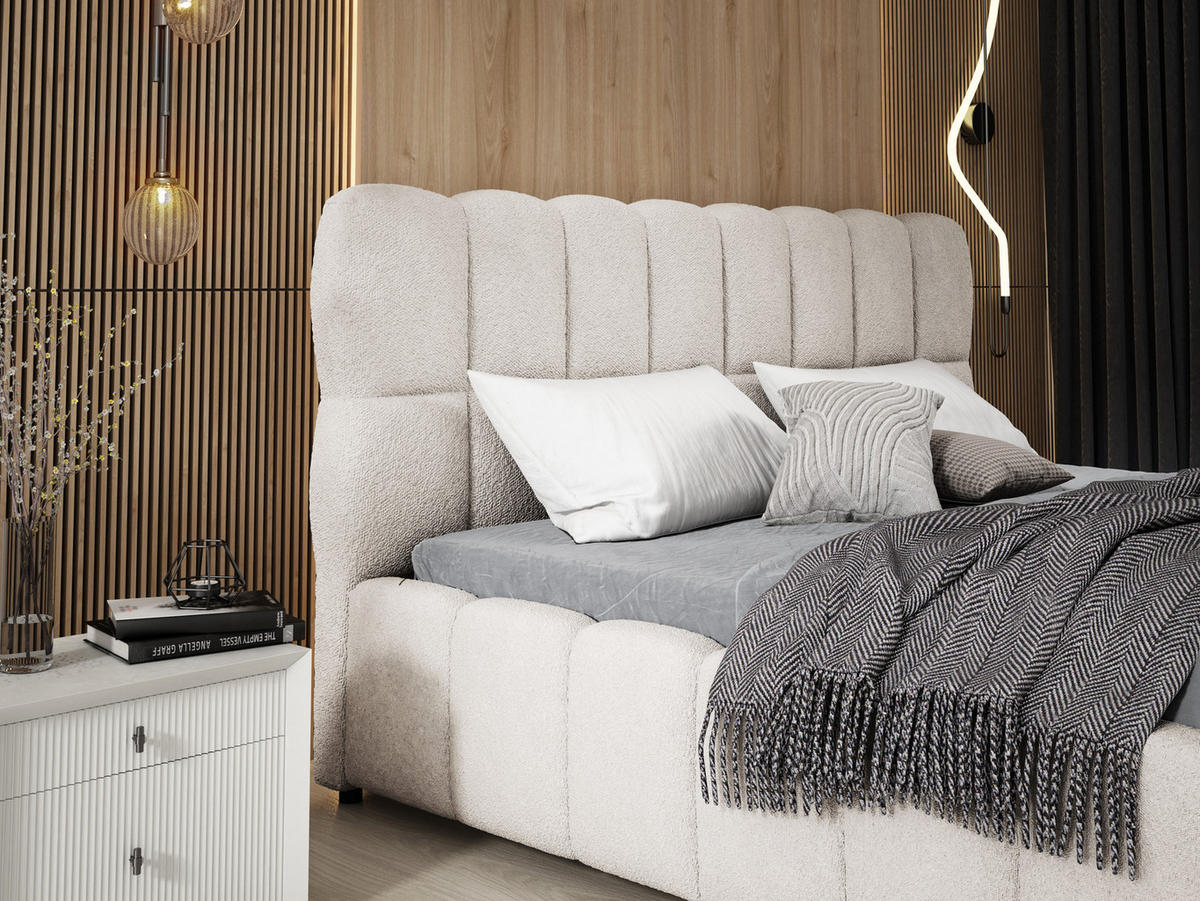 POLSTERBETT 180x200 cm Avilla mit Bettkasten, Lattenrost, Boucle, Creme - Creme, Holz/Textil (180/200cm) - Emporius