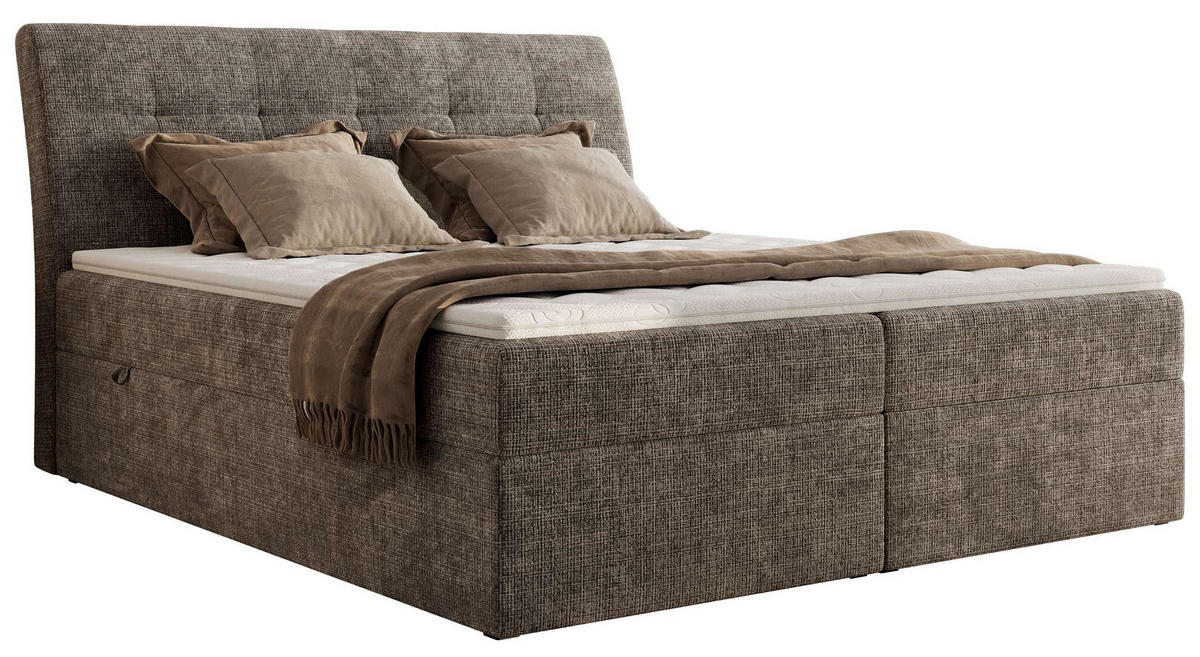 BOXBETT DAGOS 140/200 - Braun Schenille grob gewebt - H3 - Topper T25 - Braun, Textil (140/200cm) - MKS