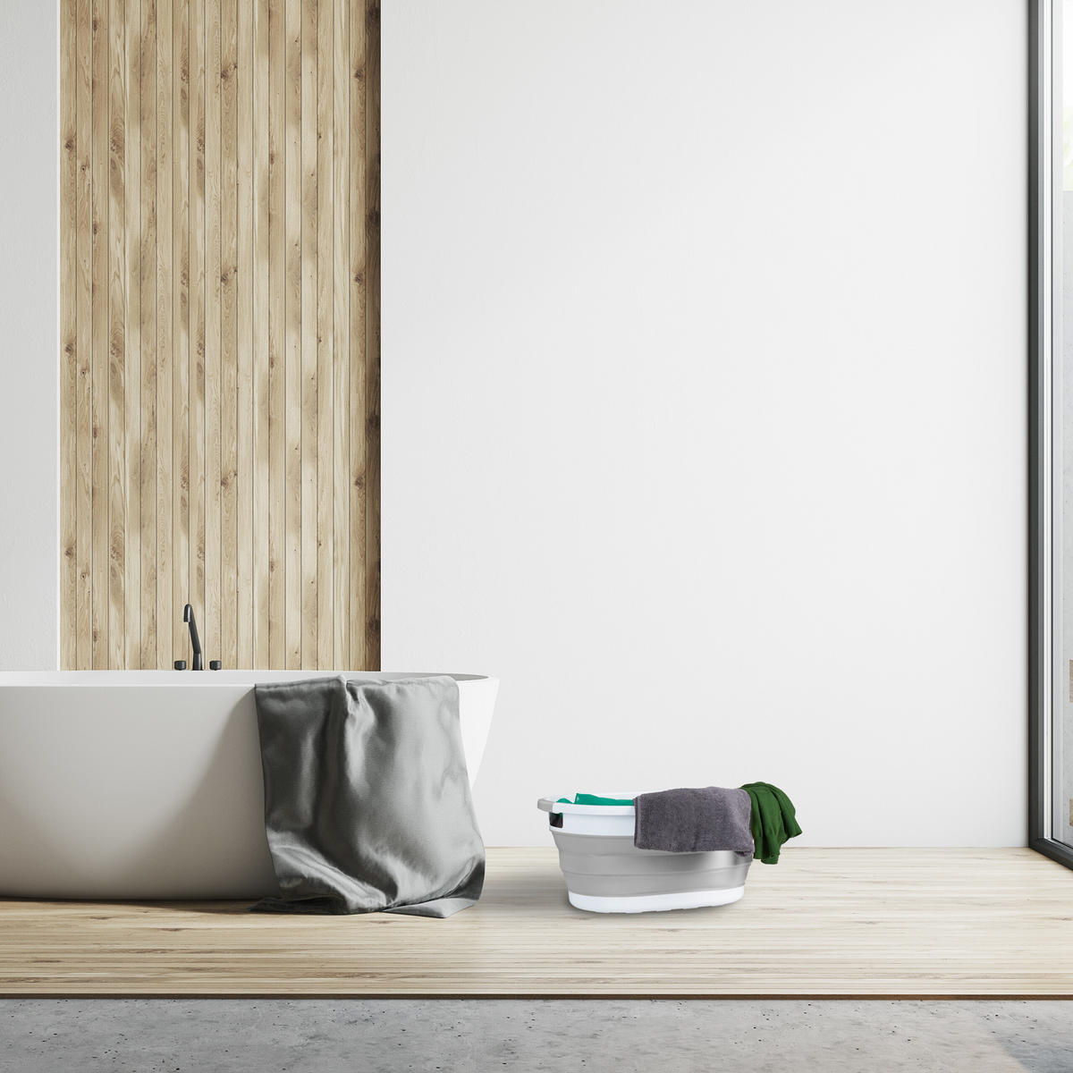 WÄSCHEKORB Grau faltbar Kunststoff 24 l - Grau, Kunststoff (53/24/38cm) - Relaxdays