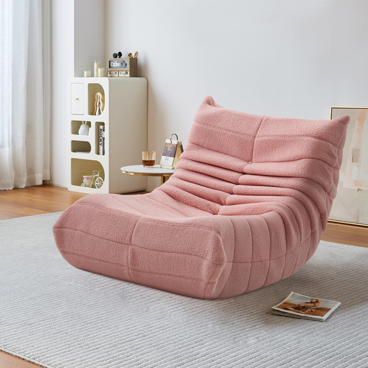 FERNSEH- & RELAXSESSEL Sofa Liegesofa für Wohnzimmer Beige - Rosa, Holz (91.44/60.45/101.5cm)