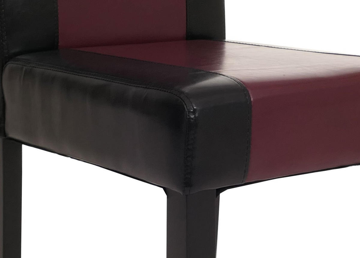 ESSZIMMERSTUHL 4er-Set klassisch und zeitlos 90x43x56cm Sitzhöhe 45cm Kunstleder dunkle Beine Schwarz-Rot - Schwarz, Kunststoff (43/90/56cm) - CHEFGASTRO