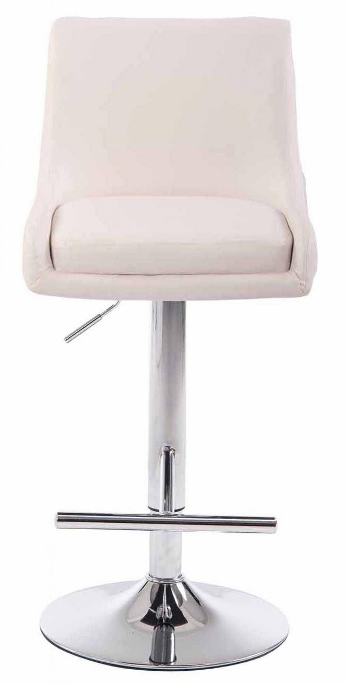 BARHOCKER 2er Set Lederlook weiß - Chromfarben/Weiß, Textil/Metall (43/90/50cm) - CLP