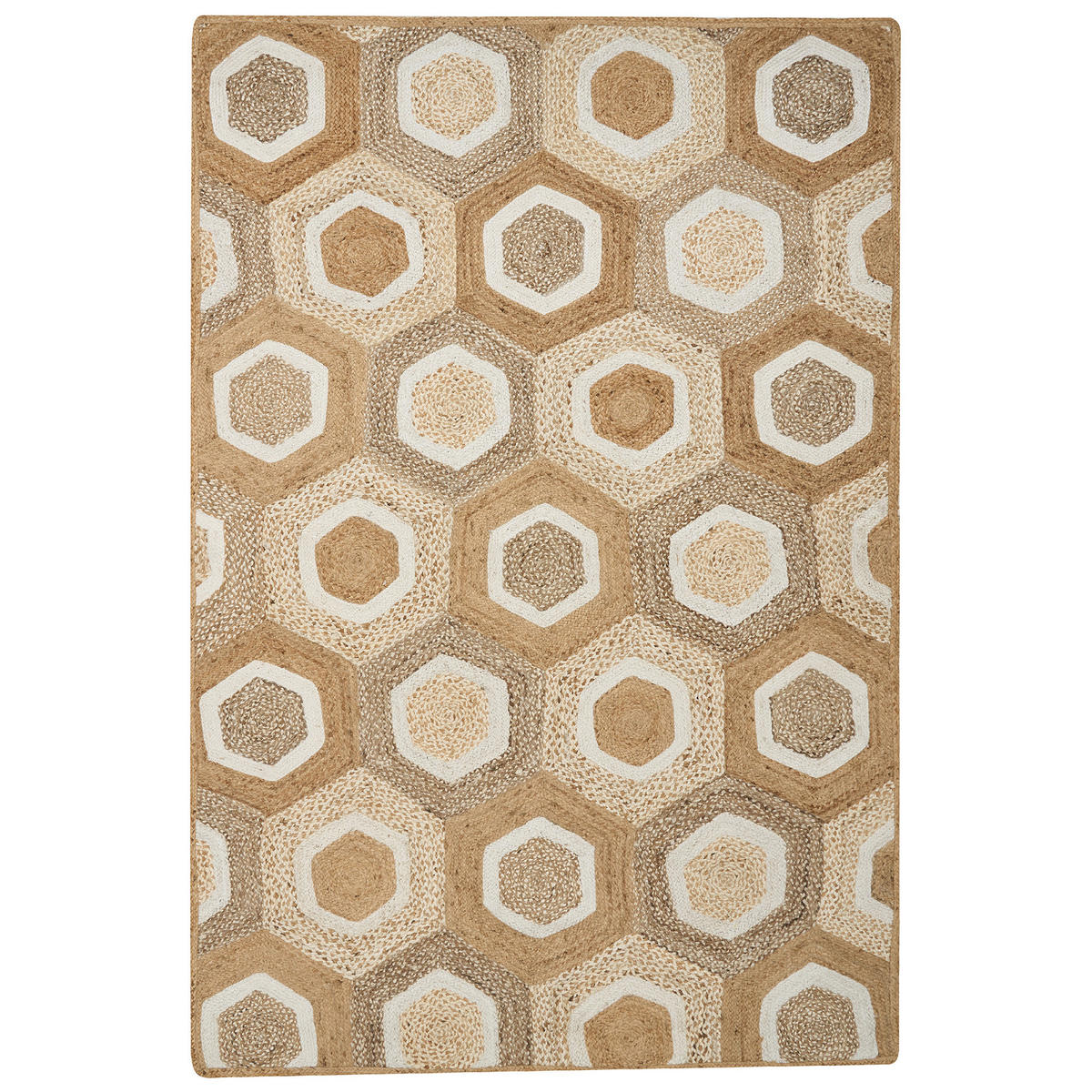 KURZFLOR-TEPPICH Beige 200/300 cm Basoren - Beige/Weiß, Naturmaterialen (200/300cm) - Beliani