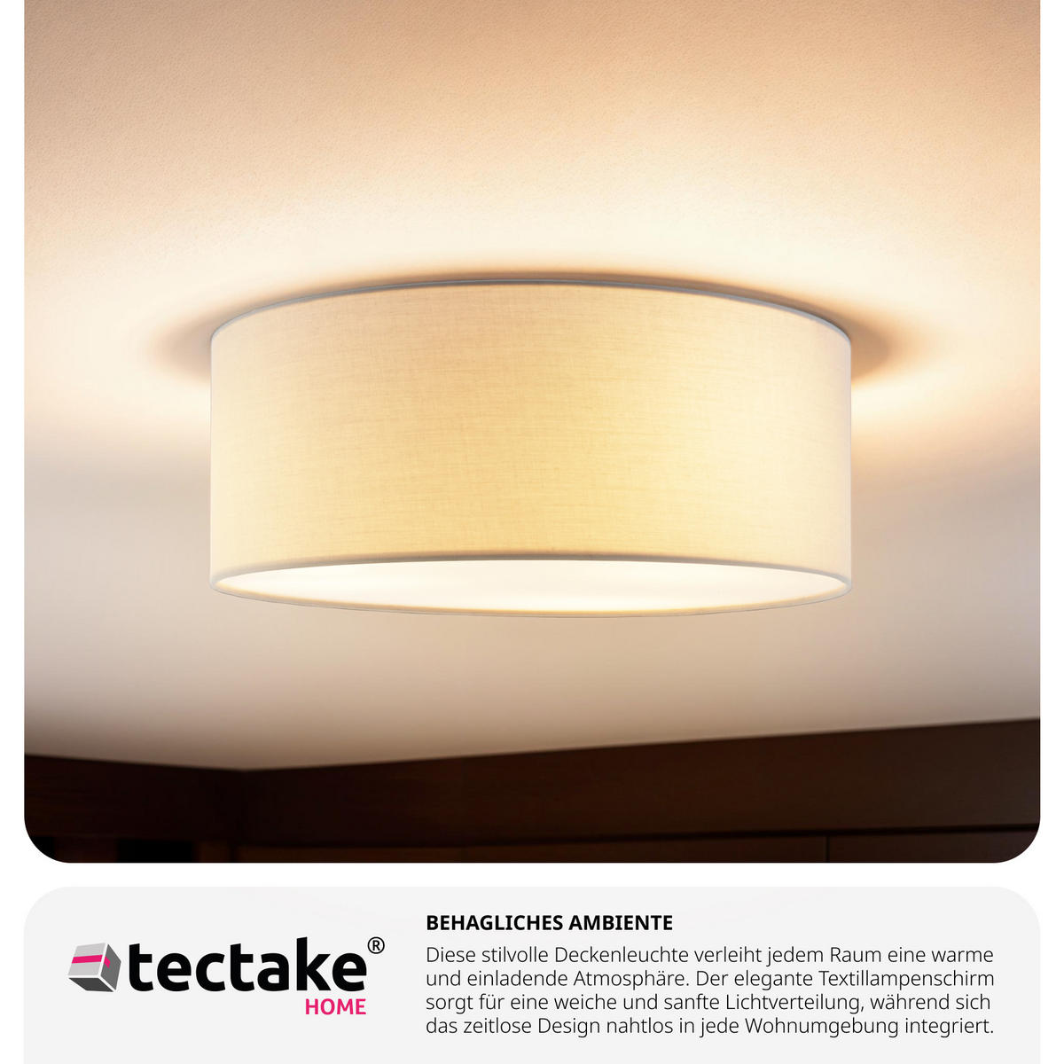 DECKENLEUCHTE Circum ,40 x 15,5 cm ,weiß - Weiß, Kunststoff (40/40/15.5cm) - tectake