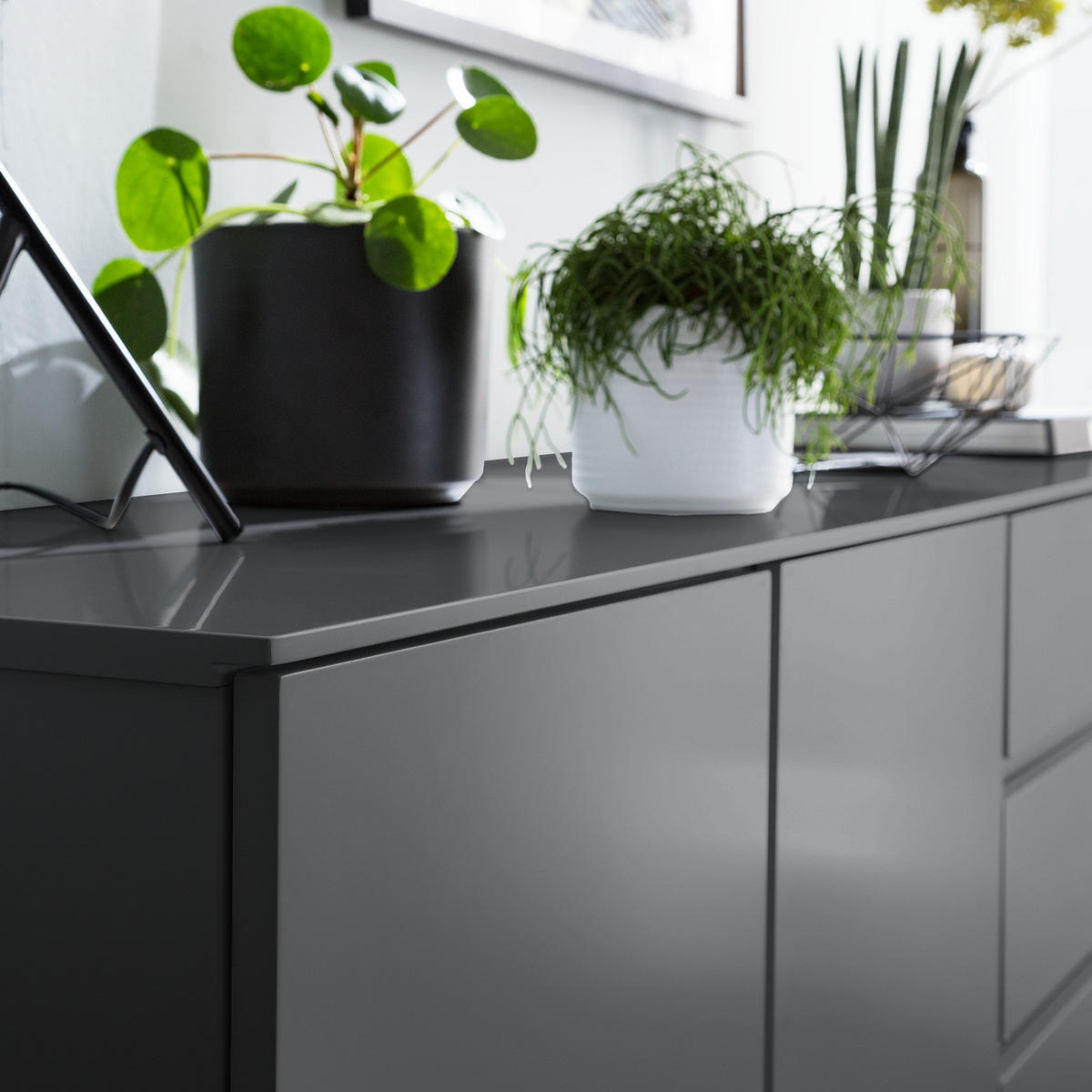 SIDEBOARD - Schwarz/Grau, Holzwerkstoff (186/86/40cm) - home24