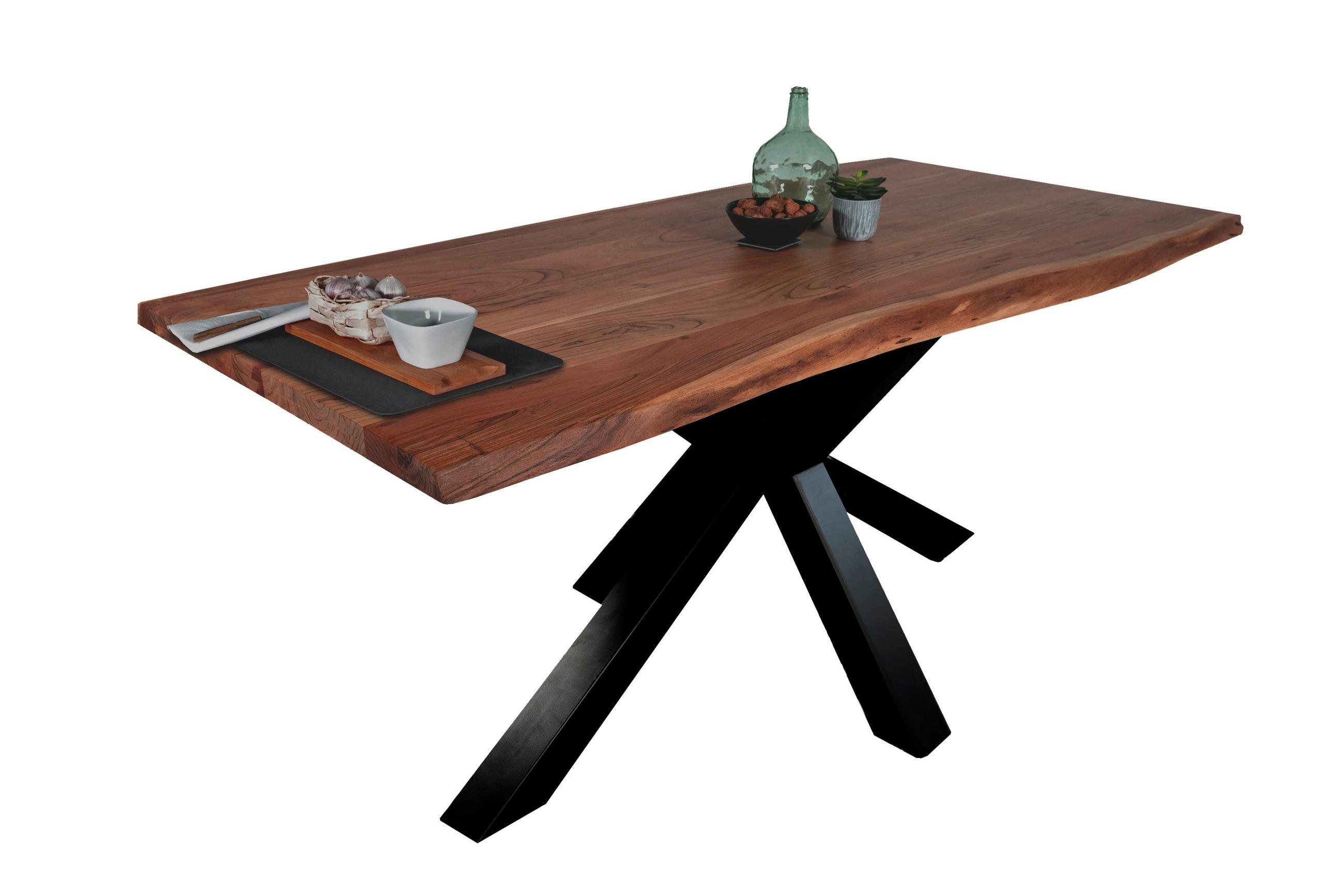ESSTISCH TIM - Dunkelbraun/Schwarz, Holz/Metall (100/200/77cm) - SAM
