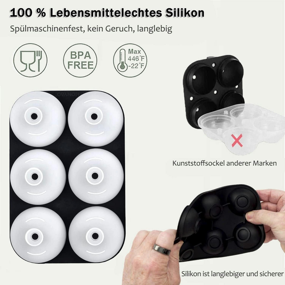 EISWÜRFELFORM Set mit Deckel 6x Kugel 5cm + 6x Würfel 5cm - Multicolor, Kunststoff (12/6/17.5cm)