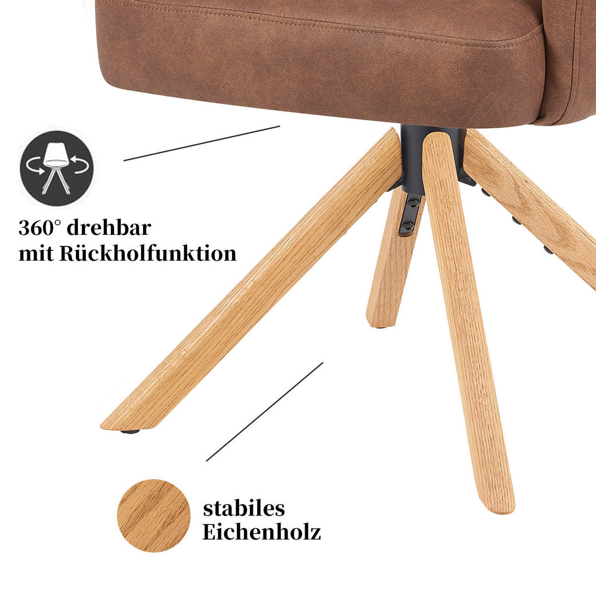 ARMLEHNSTUHL Mika-Jule 2er-Set - Honigeiche/Braun, Eichenholz/Holz (59/94/66cm) - DUBI Möbel