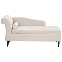 ČALOUNĚNÉ LEHÁTKO CHAISE LONGUE LEVOSTRANNÉ Sametová látka Béžové s úložným prostorem Luiro - černá/béžová, textil (160/77/70cm) - Beliani