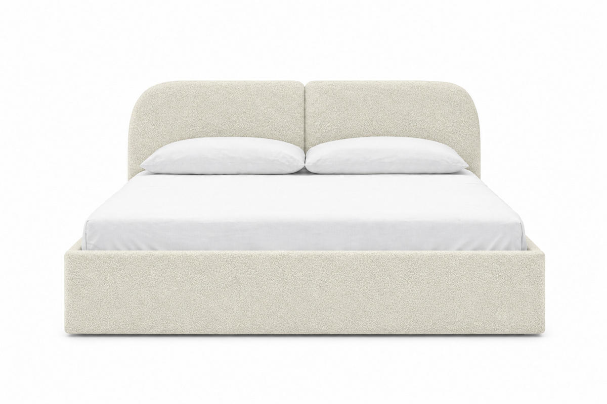 POLSTERBETT Sogno Beige 160x200 cm, mit Bettkasten und weichem Kopfteil, Bouclé - Beige, Holzwerkstoff/Textil (160/200cm) - Bettso