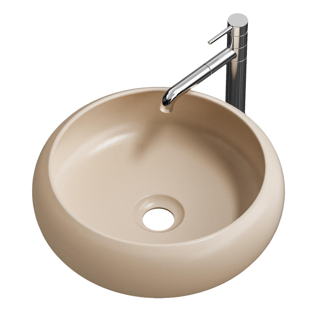 WASCHBECKEN Rund Gebogen Aufsatzmontage Mattbeige - Beige, Keramik (36/12/36cm) - EMKE