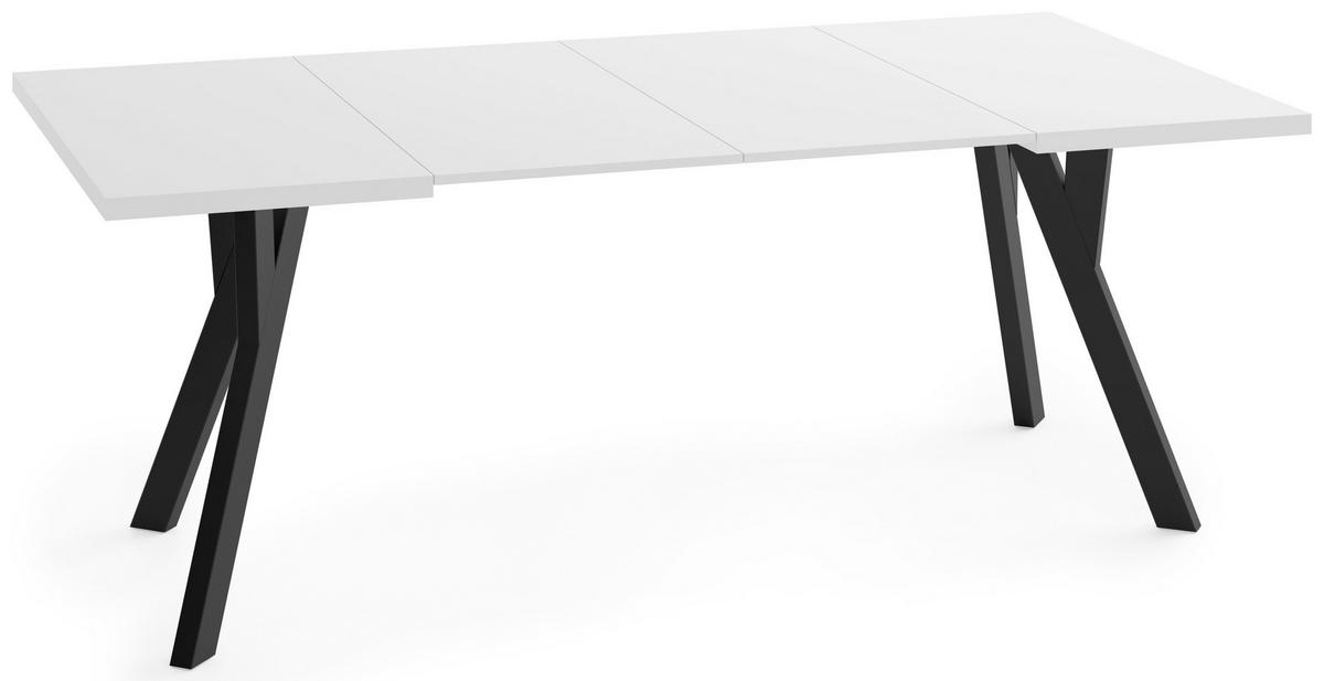 STÔL Clover Štvorcový Rozkladací s Čiernymi Bukovými Nohami – Biely – 100 x 100 / 200 cm - čierna/biela, drevo/kompozitné drevo (100/200/76.5cm) - WFL GROUP