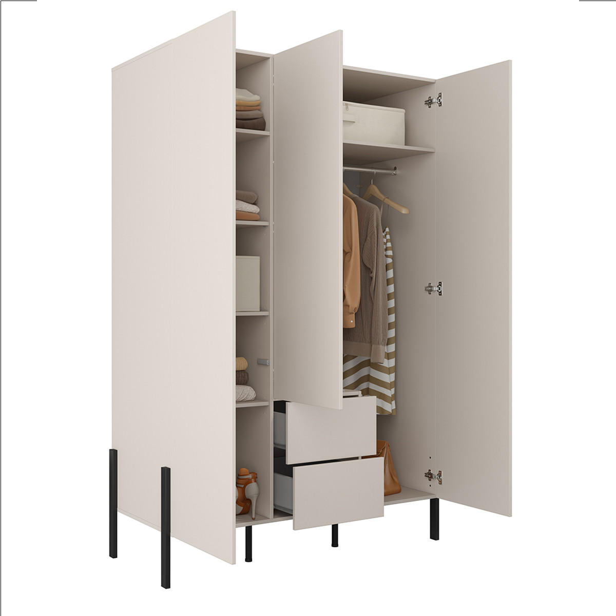 SKŘÍŇ 3DVEŘOVÁ Bérénice Kašmír - béžová, kompozitní dřevo (135/210/59.5cm) - Petits-meubles