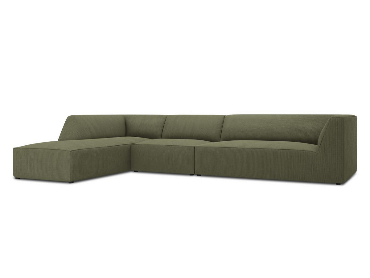 ECKSOFA links Ruby aus Cord grün 5 Sitzplätze - Grün, Textil (180/366cm) - Micadoni