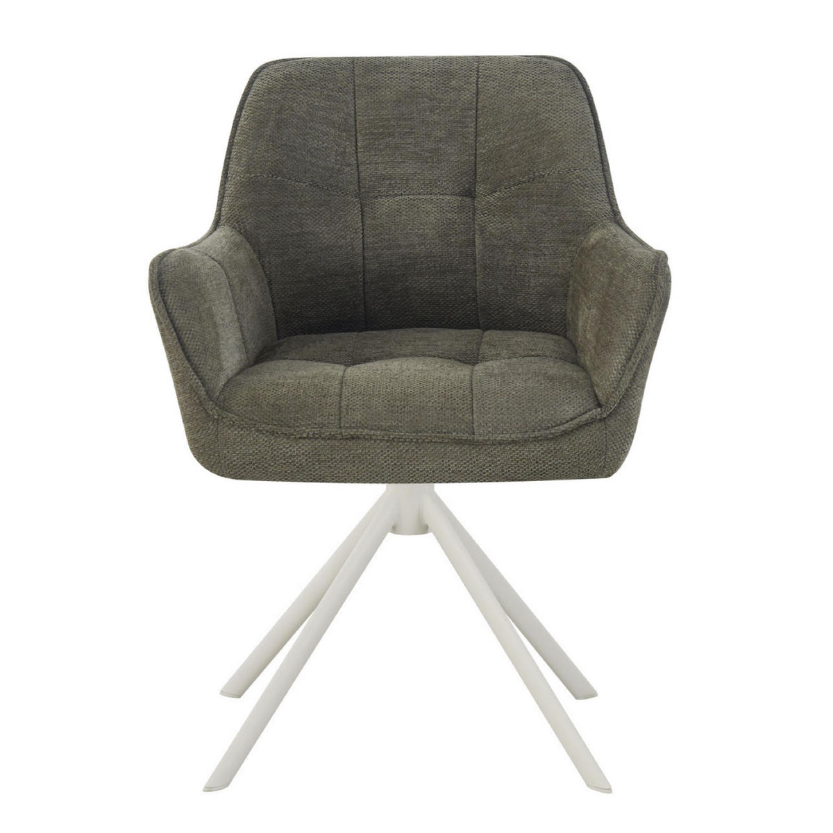 ESSZIMMERSTUHL THOMAS-DINA 2er-Set 360°drehbar - Weiß/Grün, Textil/Metall (61/83/62cm) - DUBI Möbel