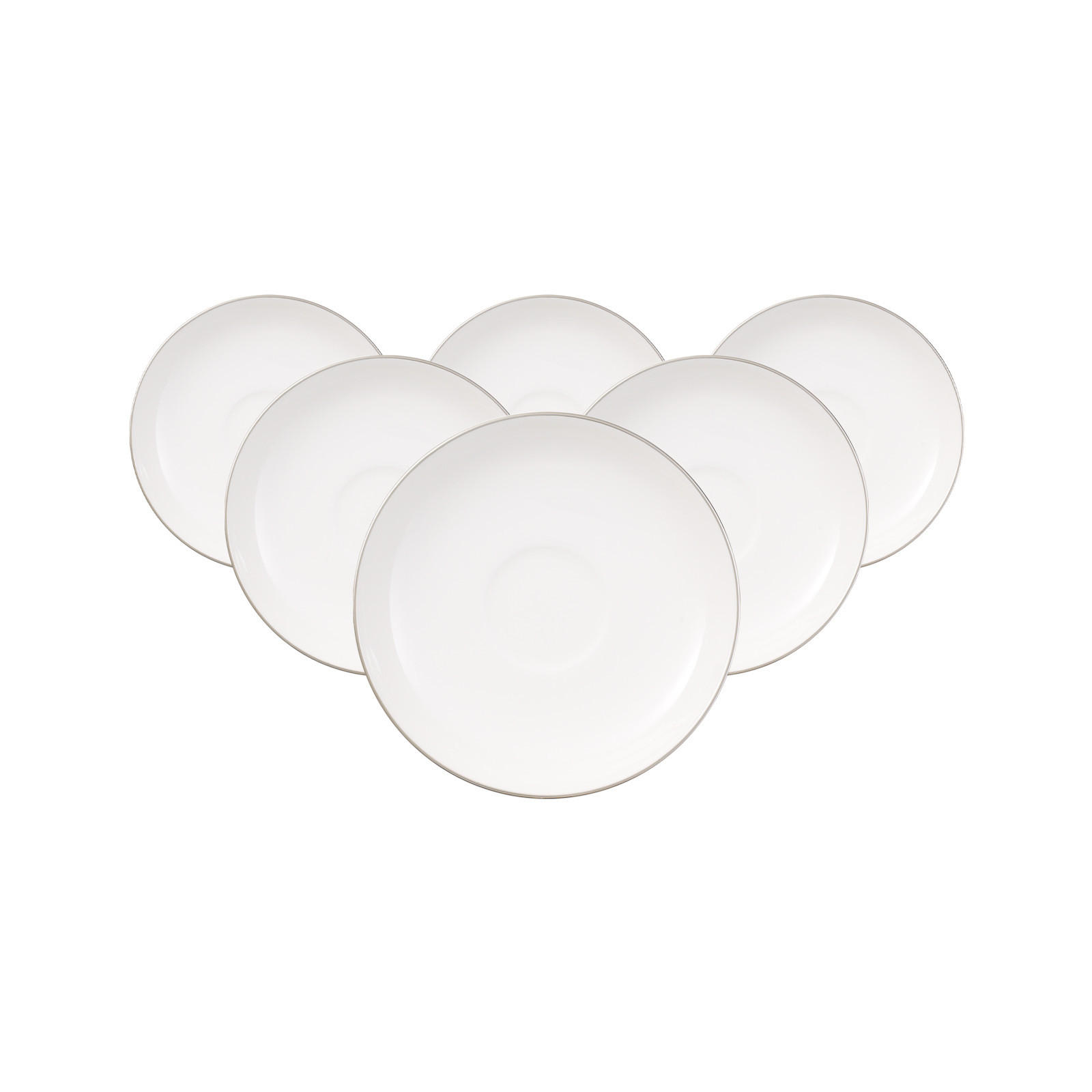 MOKKA-/ESPRESSOUNTERTASSEN Anmut Platinum No. 1 weiß ø 12 cm 6er Set - Weiß, Keramik (12cm) - Villeroy & Boch