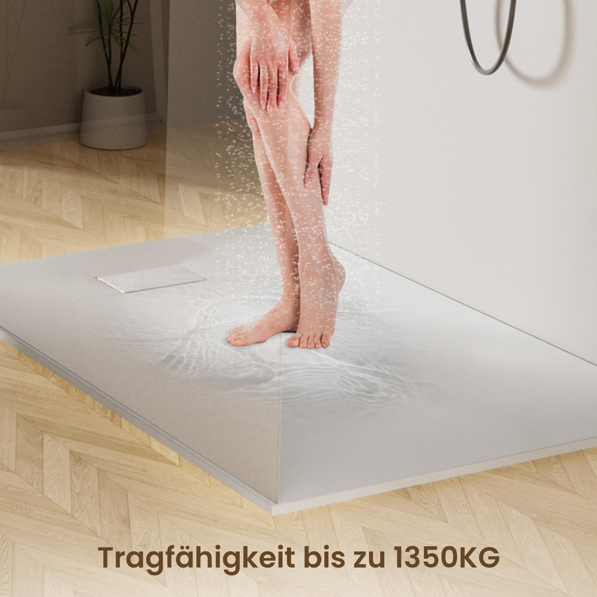 DUSCHWANNE inkl. Ablaufgarnitur Weiß 120/90 cm - Weiß, Naturmaterialen (90/2.6/120cm) - EMKE