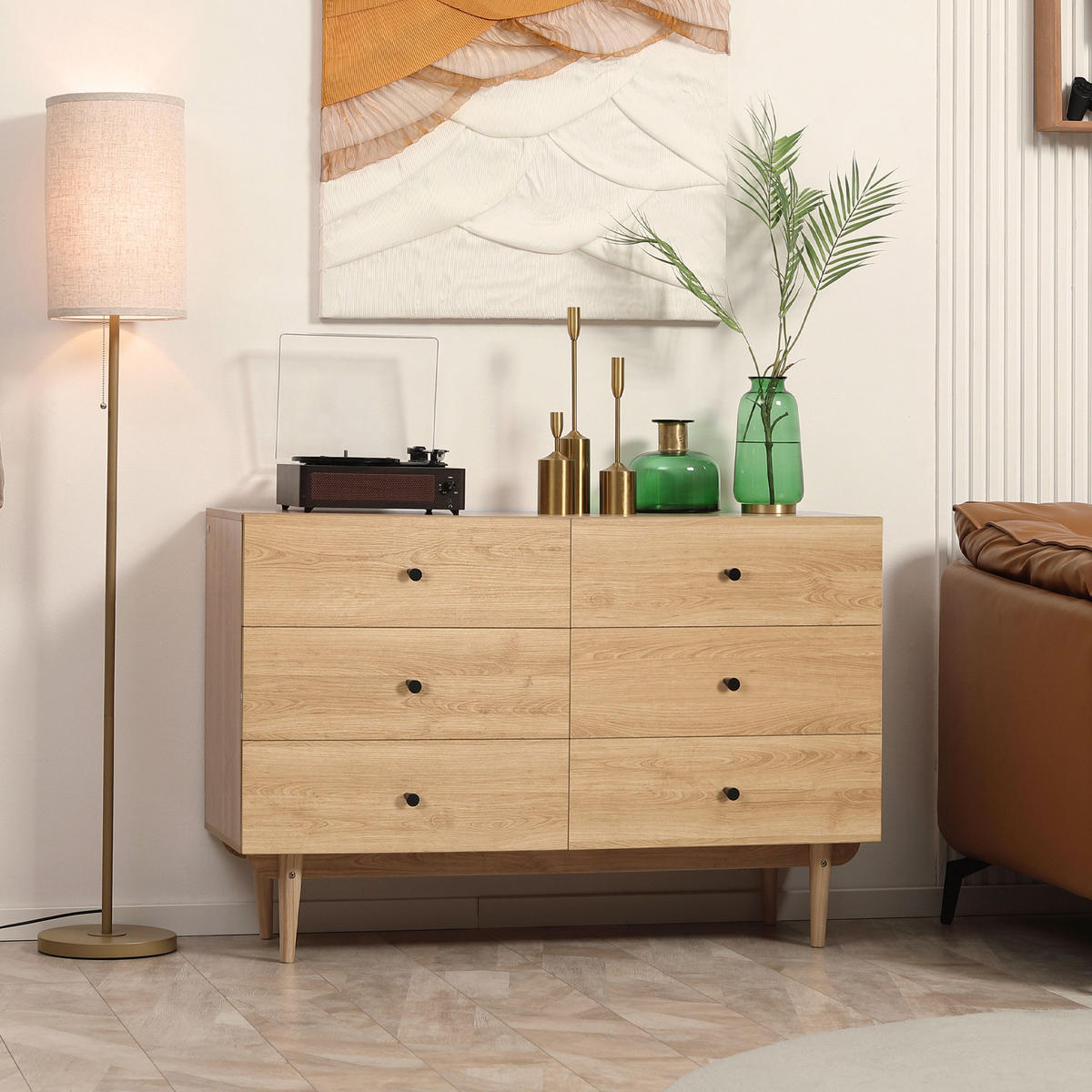 KOMMODE Holzfarben 120/40/80 cm mit 6 Schubladen - Braun, Holzwerkstoff (120/80/40cm) - PANGIVO