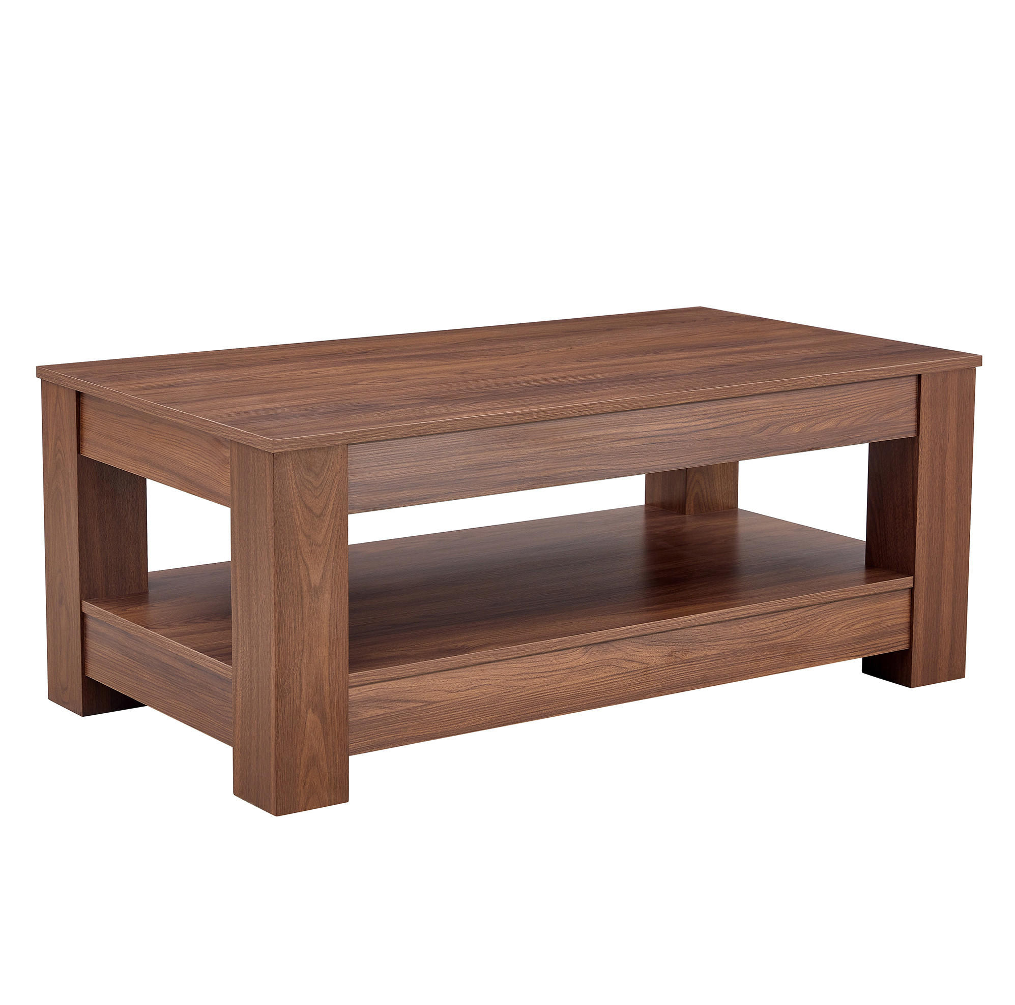 COUCHTISCH 100/50/44 cm walnussfarben aus MDF mit 2 Ablagen - Walnussfarben, Holzwerkstoff (100/50/44.5cm) - OKWISH