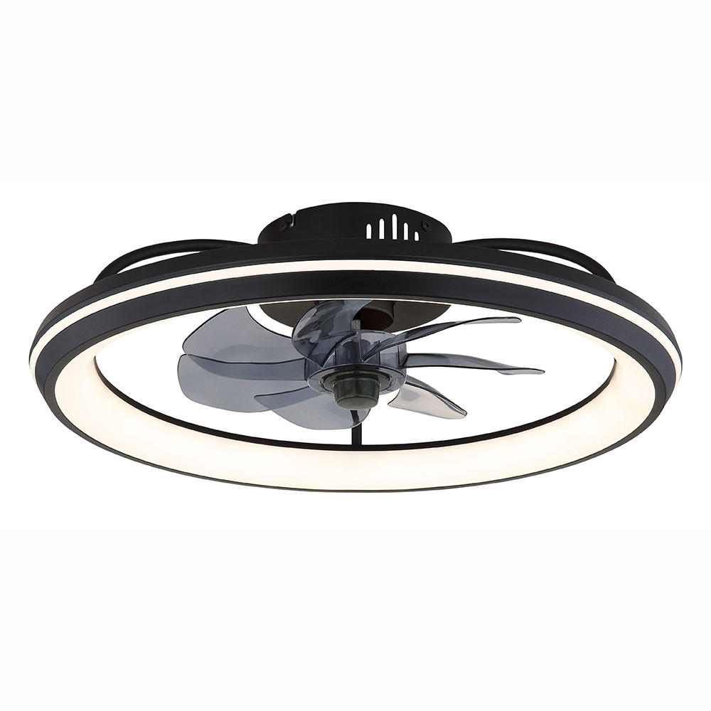 LED DECKENLEUCHTE Deckenventilator Schwarz Kunststoff - Schwarz, Metall (50/50/14cm) - Globo Lighting