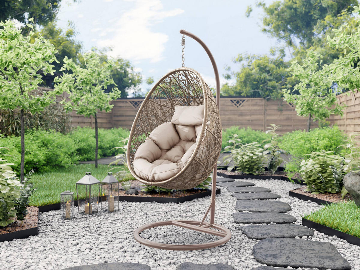 HÄNGESESSEL Fogo - Beige, Metall (90/195/95cm) - MIRJAN24