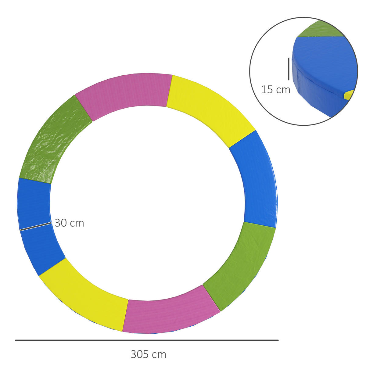TRAMPOLIN Randabdeckung Ø305 cm Trampolin Randschutz mit UV Schutz Bunt - Multicolor, Kunststoff (305/305cm) - SPORTNOW