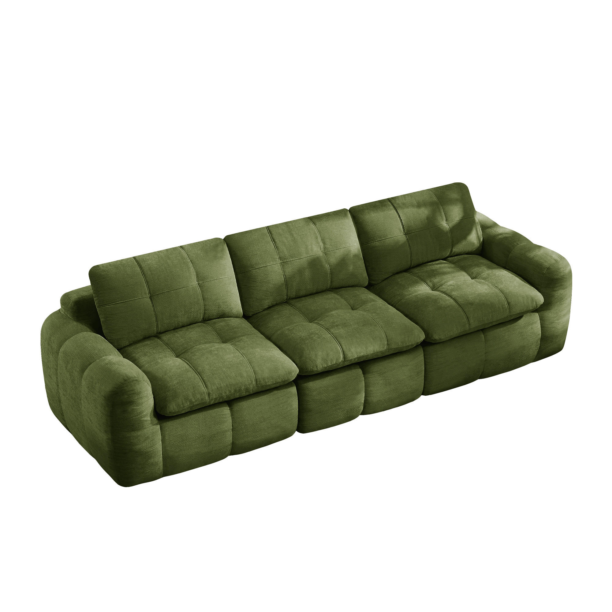 3-SITZER-SOFA DE-34464 Karostepp-Design und 32D-Schaum Grün - Grün, Textil (97/68/264cm) - ComfortXL