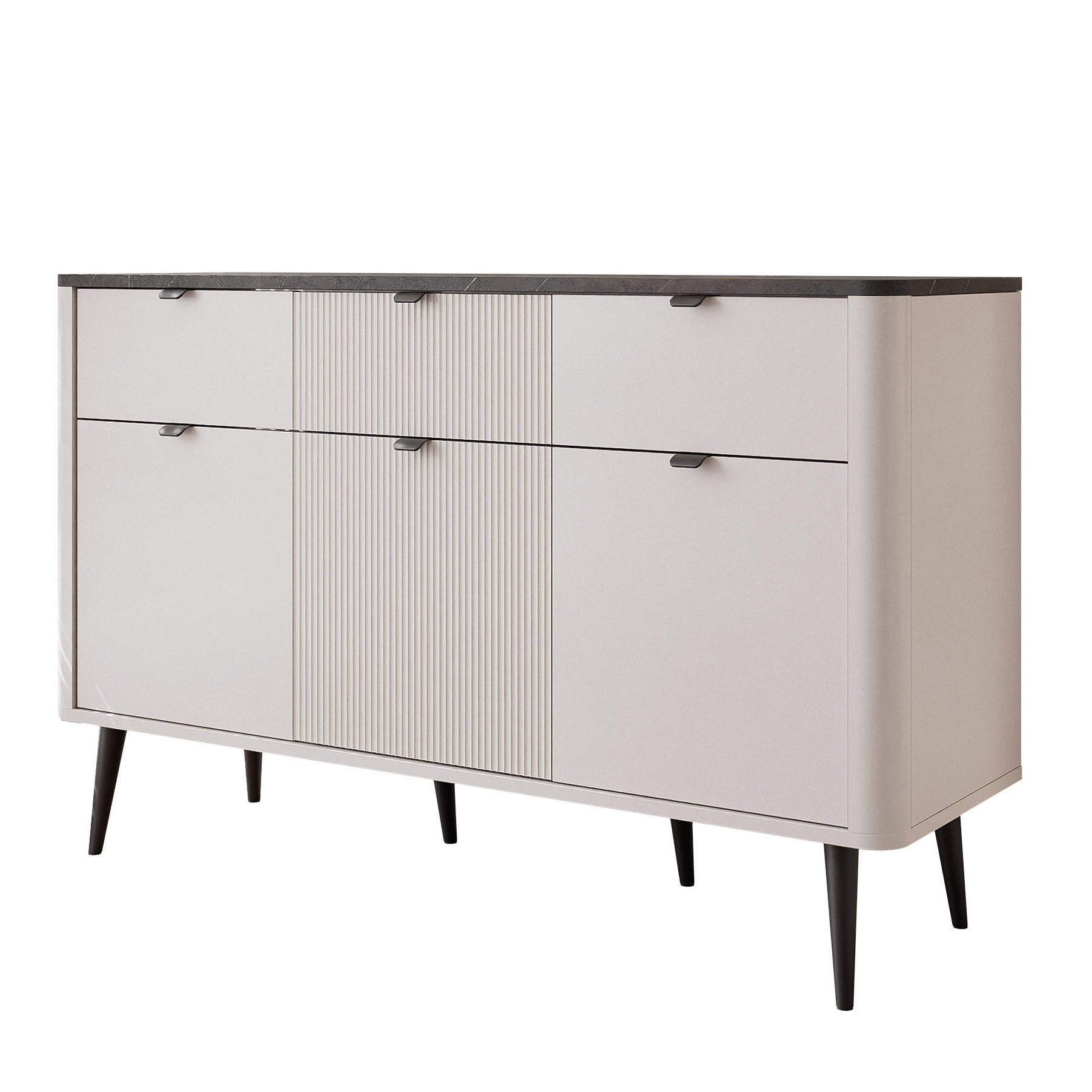 KOMMODE NAVANI 130/40/82 cm Cashmere/Grau - Schwarz/Grau, Holzwerkstoff/Metall (130/82/40cm) - Idohome