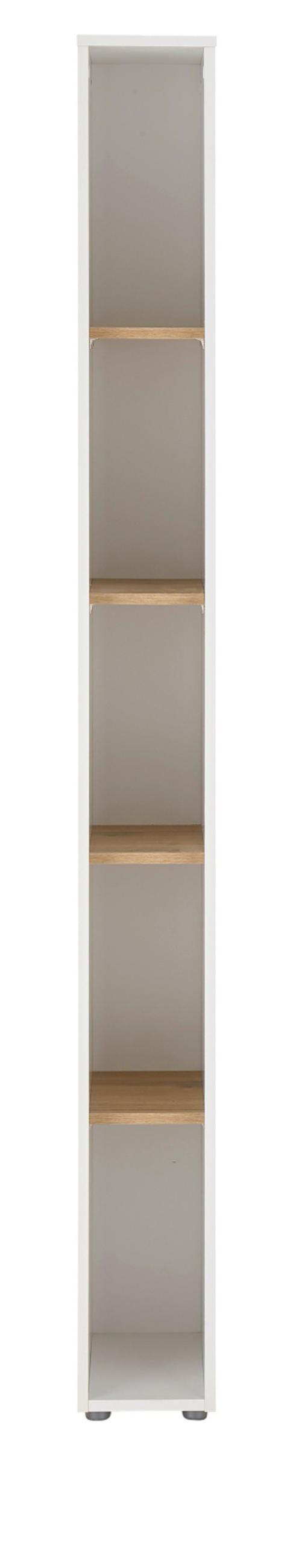 AKTENREGAL Weiß matt, Eiche Wotan 20 x 200 cm, Standregal mit 5 Ordnerhöhen - Silberfarben/Eiche Wotan, Holzwerkstoff/Kunststoff (20/200/40cm) - Furn.Design