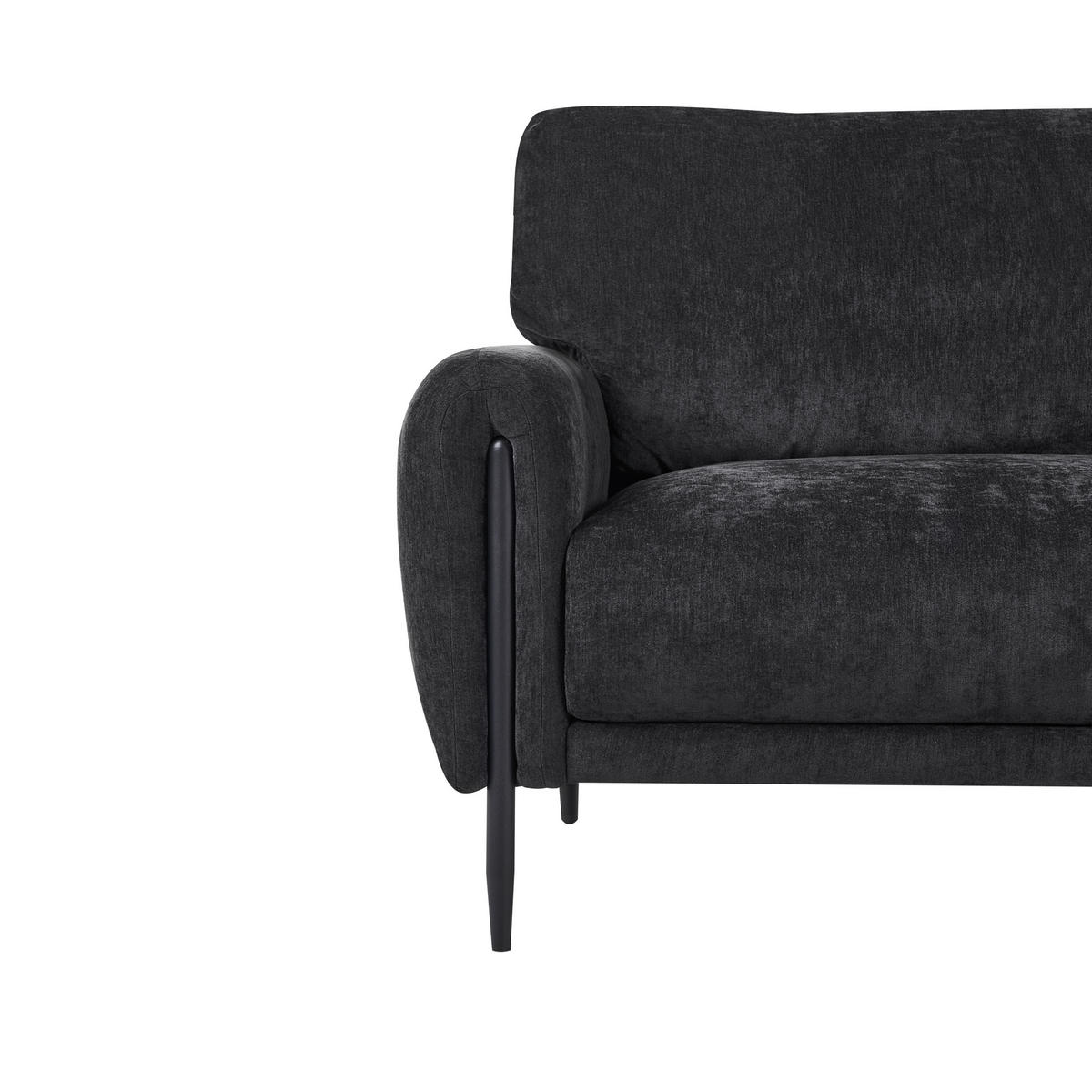 3-SITZER-SOFA Chenillegewebe Schwarz Skaro - Schwarz, Textil (214/87/89cm) - Beliani