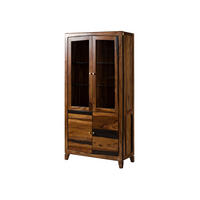 VITRINE Sheesham 100x45x200 dunkelbraun lackiert ANCONA #235 - Dunkelbraun, Holz (100/200/45cm) - Massivmoebel24